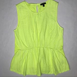 Neon yellow J. Crew peplum sleeveless top M